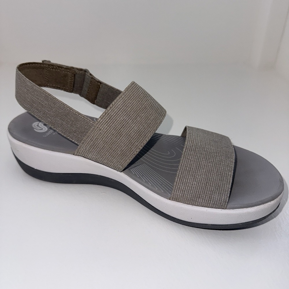 Clarks Cloudsteppers Sandals Gray Hook Loop Comfort Cushioned Women's Size 8M